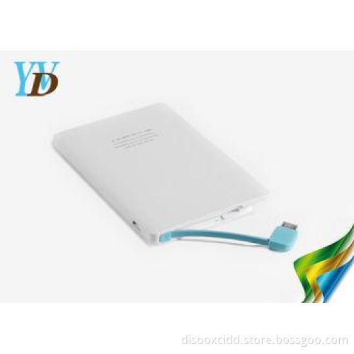 Slim Mobile Phone Li-polymer Power Bank Built-in Micro USB